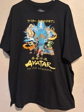 Avatar The Last Airbender Graphic Tee Nickelodeon Anime Aang T Shirt Black- 2x